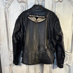 Zony Inc.Harley-Davidson Black Leather Motorcycle Riding Jacket